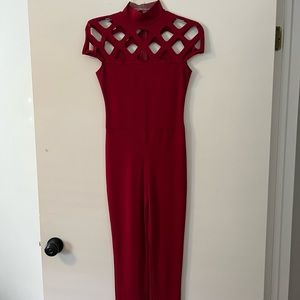 Red Fitted Jumpsuit